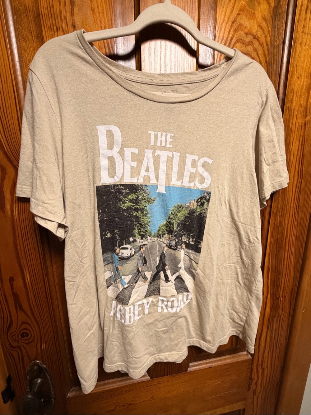 The Beatles Beige Abbey Road Short Sleeve Graphic Tee